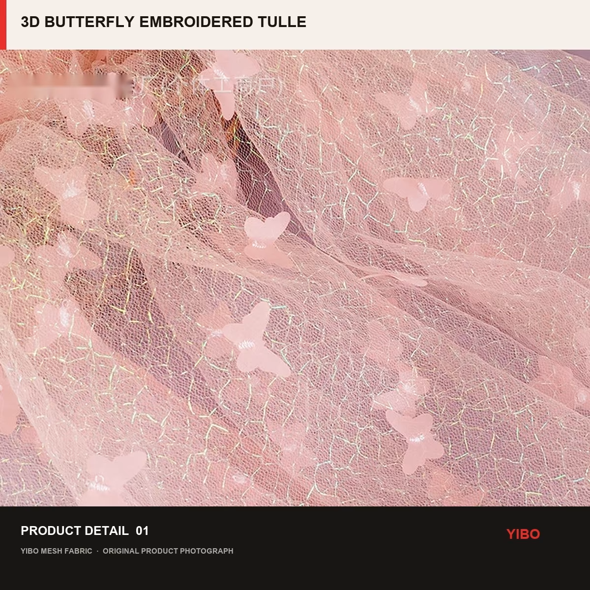 CUSTOM 3D BUTTERFLY EMBROIDERED TULLE MESH