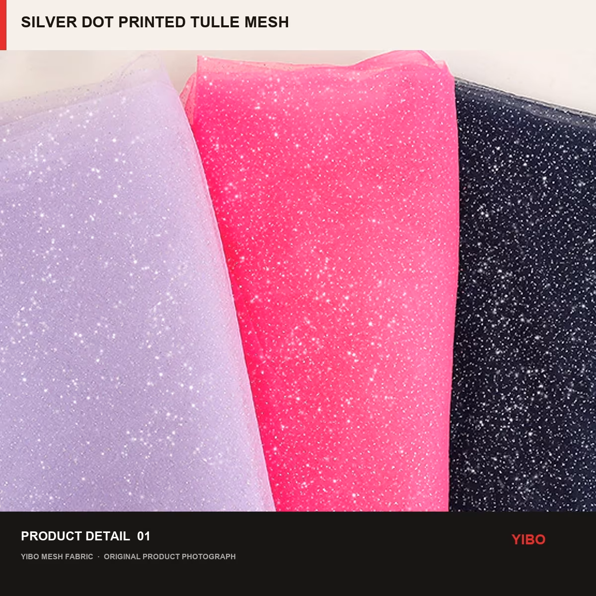 SILVER DOT PRINTED TULLE MESH