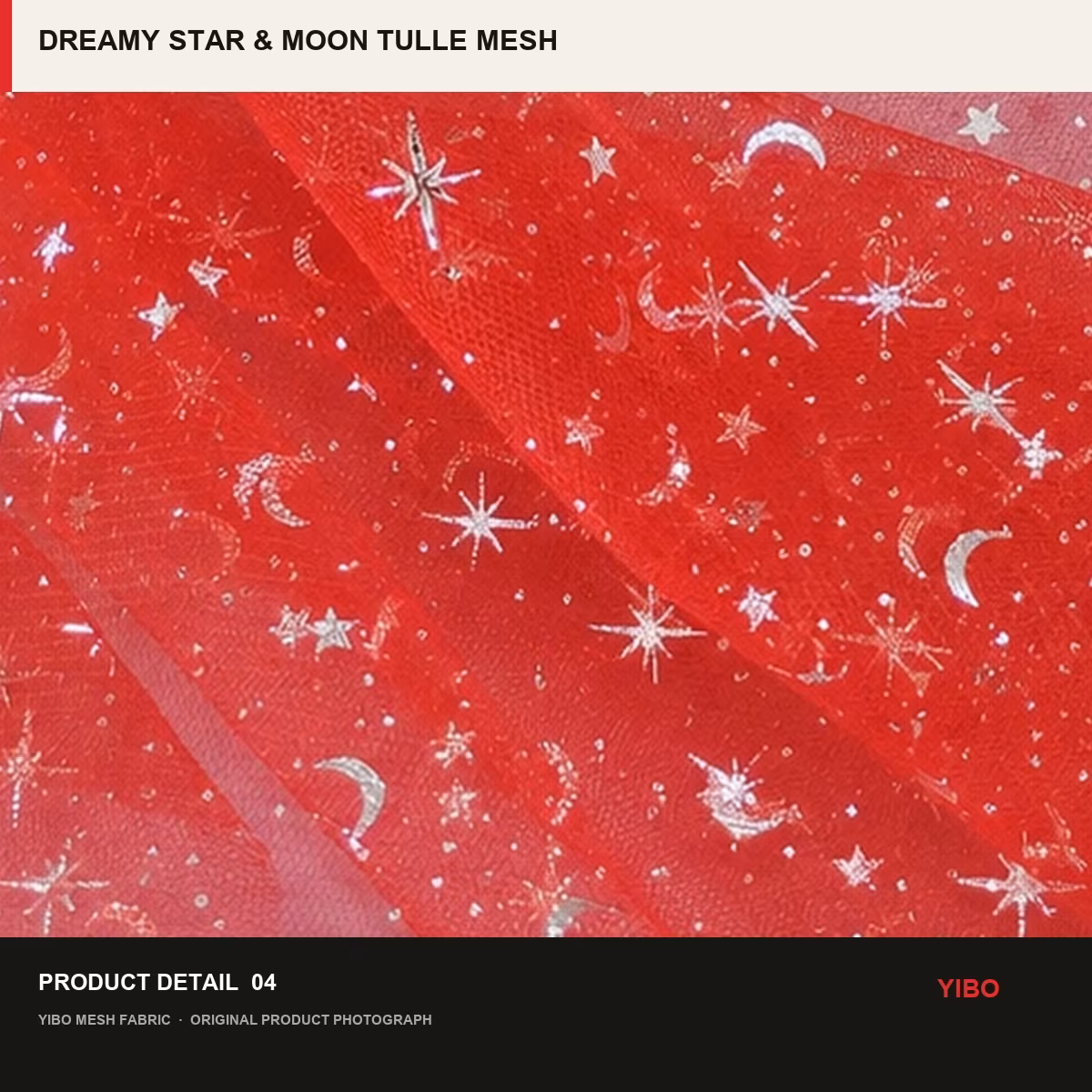 DREAMY STAR & MOON TULLE MESH fabric detail 3