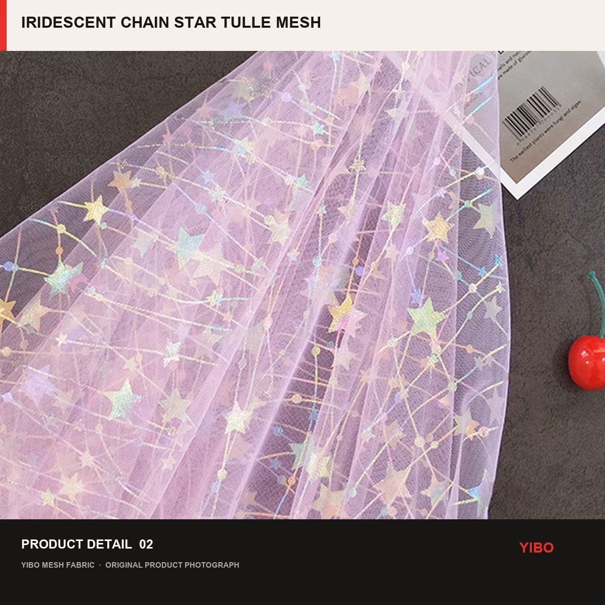 IRIDESCENT CHAIN STAR TULLE MESH fabric detail 1