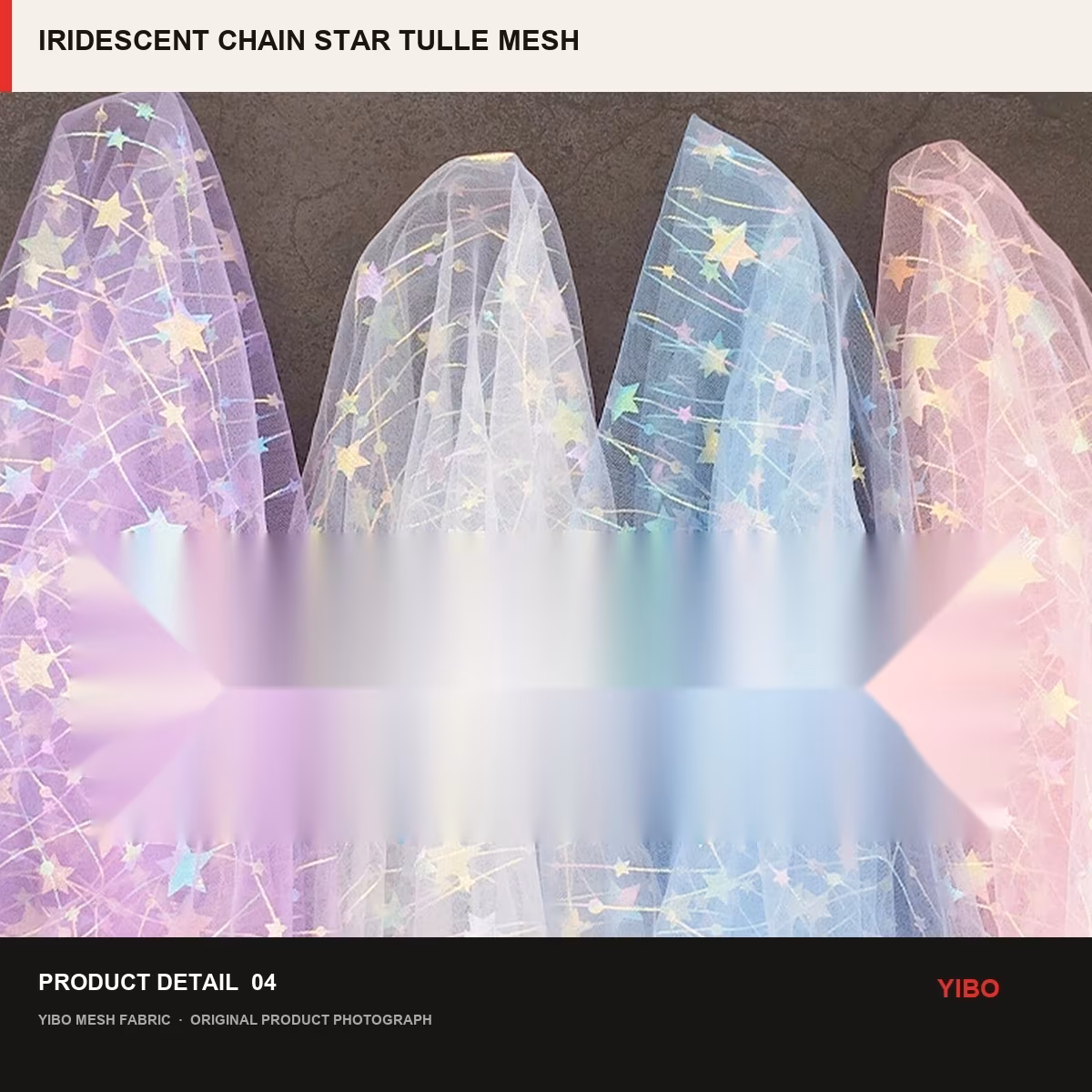 IRIDESCENT CHAIN STAR TULLE MESH fabric detail 3