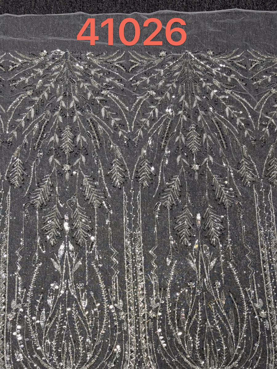 SEQUIN EMBROIDERED MESH 41026 fabric detail 1