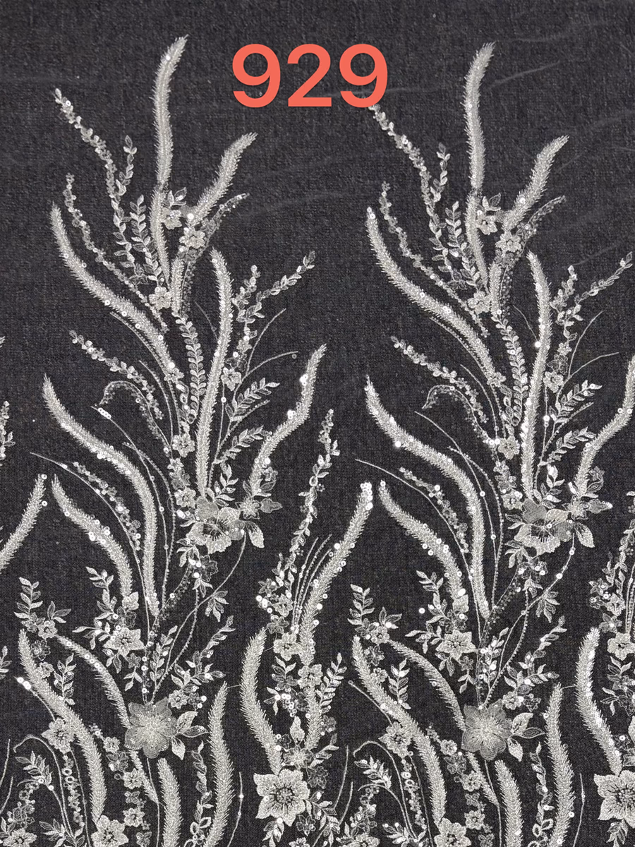 SEQUIN EMBROIDERED MESH 929 fabric detail 1