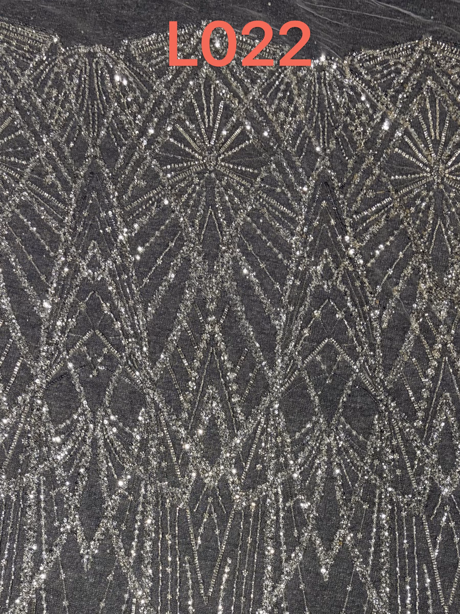 SEQUIN EMBROIDERED MESH L022 fabric detail 1