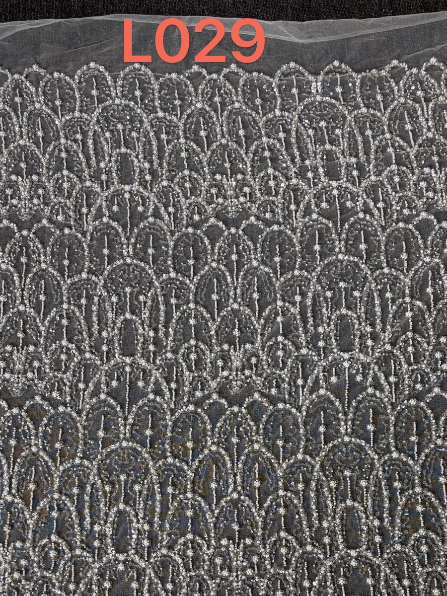 SEQUIN EMBROIDERED MESH L029 fabric detail 1