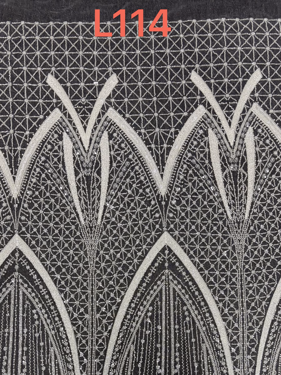 SEQUIN EMBROIDERED MESH L114 fabric detail 1