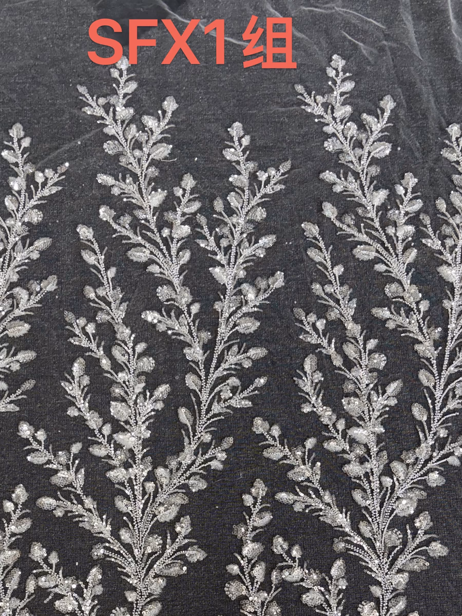 SEQUIN EMBROIDERED MESH SFX1 Group fabric detail 1