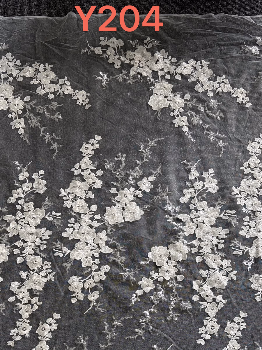 SEQUIN EMBROIDERED MESH Y204 fabric detail 1
