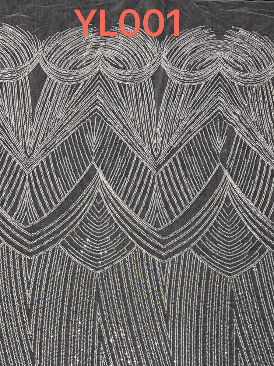 SEQUIN EMBROIDERED MESH YL001 fabric detail 1